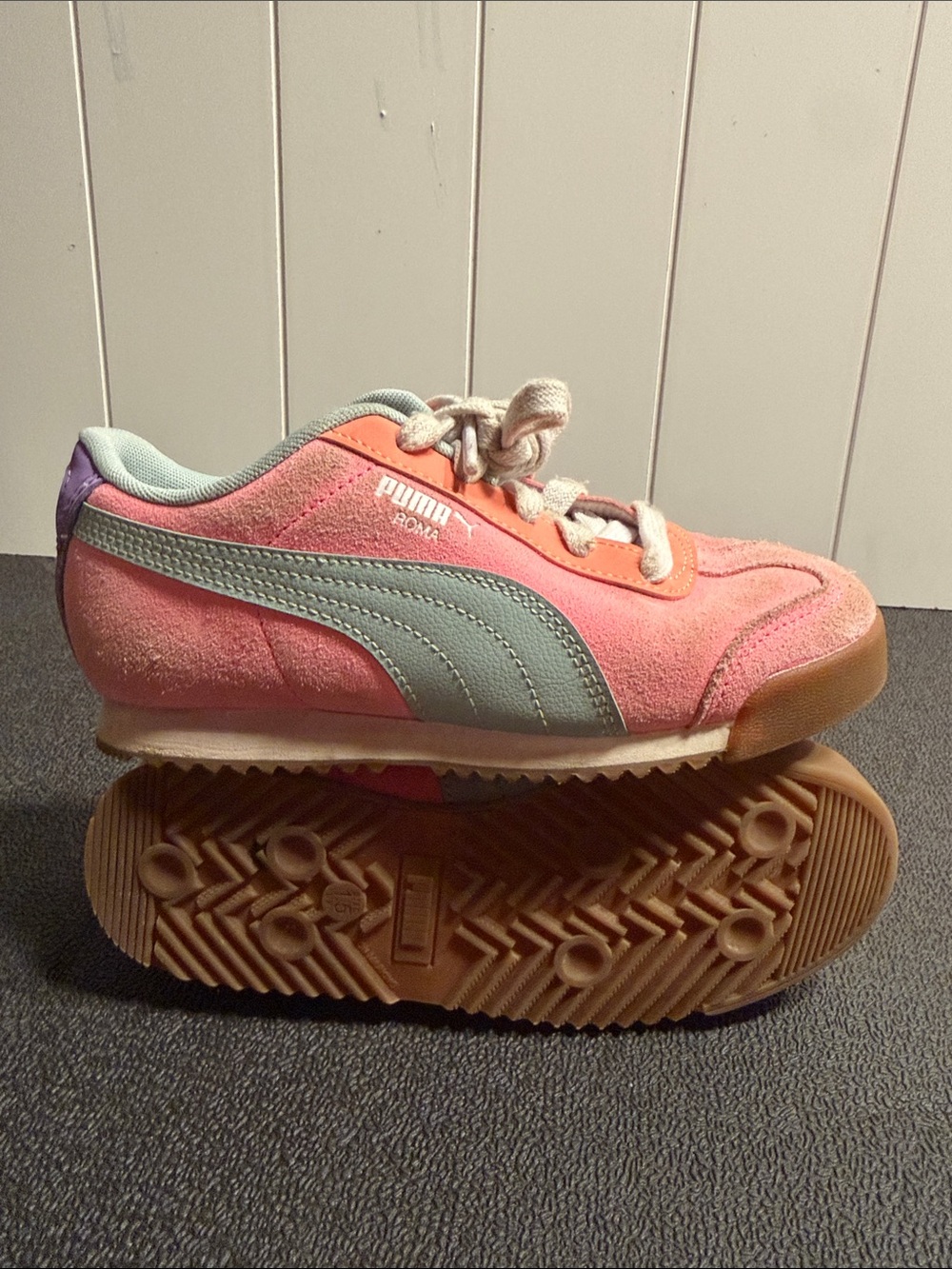 Puma Kids Pink and Lavender Suede Sneakers
